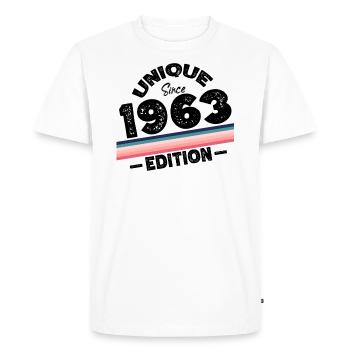 Unique since 1963 Edition Birthday Vintage 1963 - Men's Premium Organic T-Shirt - white - Front - Nico (187cm)