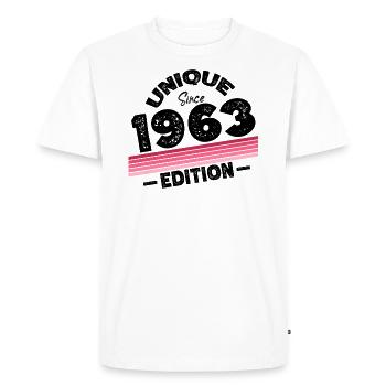 Unique since 1963 Edition Birthday Vintage 1963 - Men's Premium Organic T-Shirt - white - Front - Nico (187cm)
