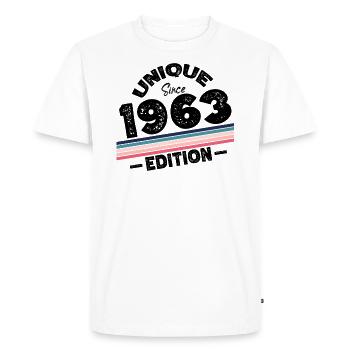 Unique since 1963 Edition Birthday Vintage 1963 - Men's Premium Organic T-Shirt - white - Front - Nico (187cm)