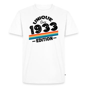 Unique depuis 1933 Edition Anniversaire Millésime 1933 - T-shirt Premium bio Homme - blanc - Devant - Nico (187cm)