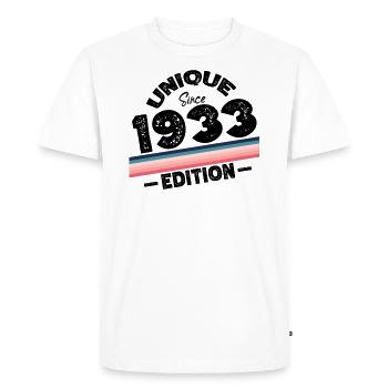 Unique depuis 1933 Edition Anniversaire Millésime 1933 - T-shirt Premium bio Homme - blanc - Devant - Nico (187cm)