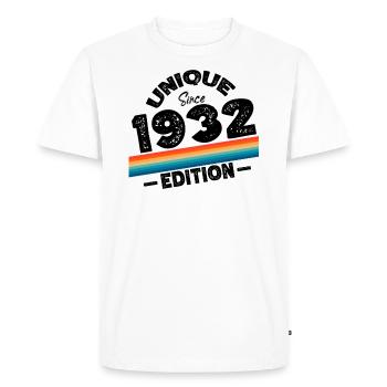 Unique depuis 1932 Edition Anniversaire Millésime 1932 - T-shirt Premium bio Homme - blanc - Devant - Nico (187cm)