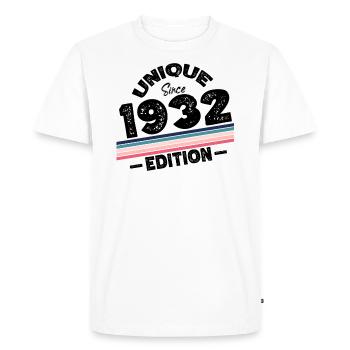Unique depuis 1932 Edition Anniversaire Millésime 1932 - T-shirt Premium bio Homme - blanc - Devant - Nico (187cm)