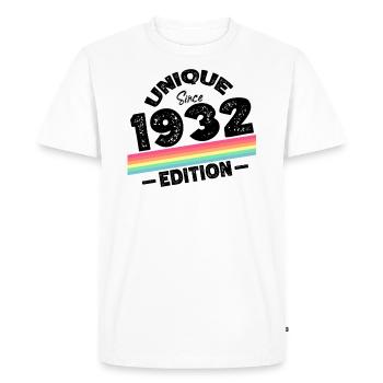 Unique depuis 1932 Edition Anniversaire Millésime 1932 - T-shirt Premium bio Homme - blanc - Devant - Nico (187cm)
