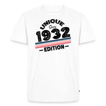 Unique depuis 1932 Edition Anniversaire Millésime 1932 - T-shirt Premium bio Homme - blanc - Devant - Nico (187cm)