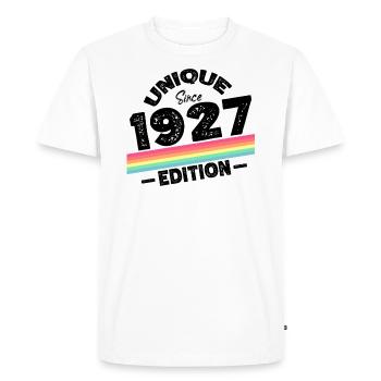 Unique depuis 1927 Edition Anniversaire Millésime 1927 - T-shirt Premium bio Homme - blanc - Devant - Nico (187cm)