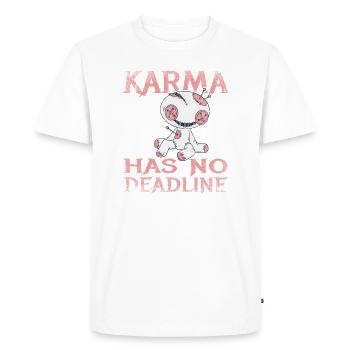 Karma has no deadline - Men's Premium Organic T-Shirt - white - Front - Nico (187cm)