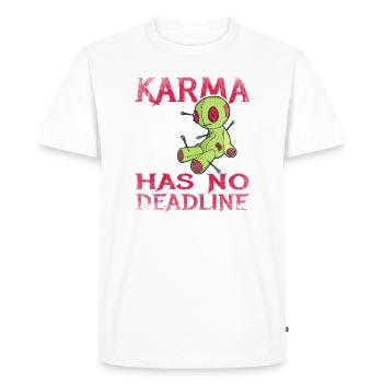 Karma has no deadline - Men's Premium Organic T-Shirt - white - Front - Nico (187cm)