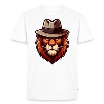 Lion avec chapeau - T-shirt Premium bio Homme - blanc - Devant - Nico (187cm)