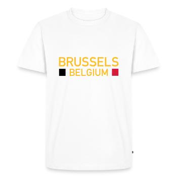 Brussels, Belgium (two squares) - Men's Premium Organic T-Shirt - white - Front - Nico (187cm)