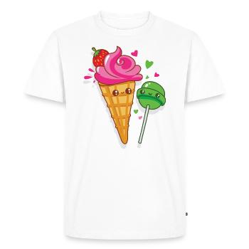 Bonne crème glacée et les sucettes sont amoureux - T-shirt Premium bio Homme - blanc - Devant - Nico (187cm)