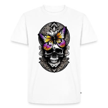 Butterfly skull T-shirts, Butterfly t-shirt - Men's Premium Organic T-Shirt - white - Front - Nico (187cm)