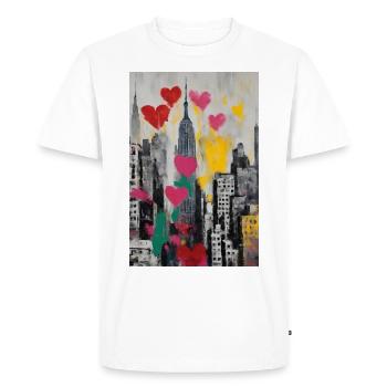 Cœurs sur Manhattan – Tee-shirt Hommage à New York - T-shirt Premium bio Homme - blanc - Devant - Nico (187cm)