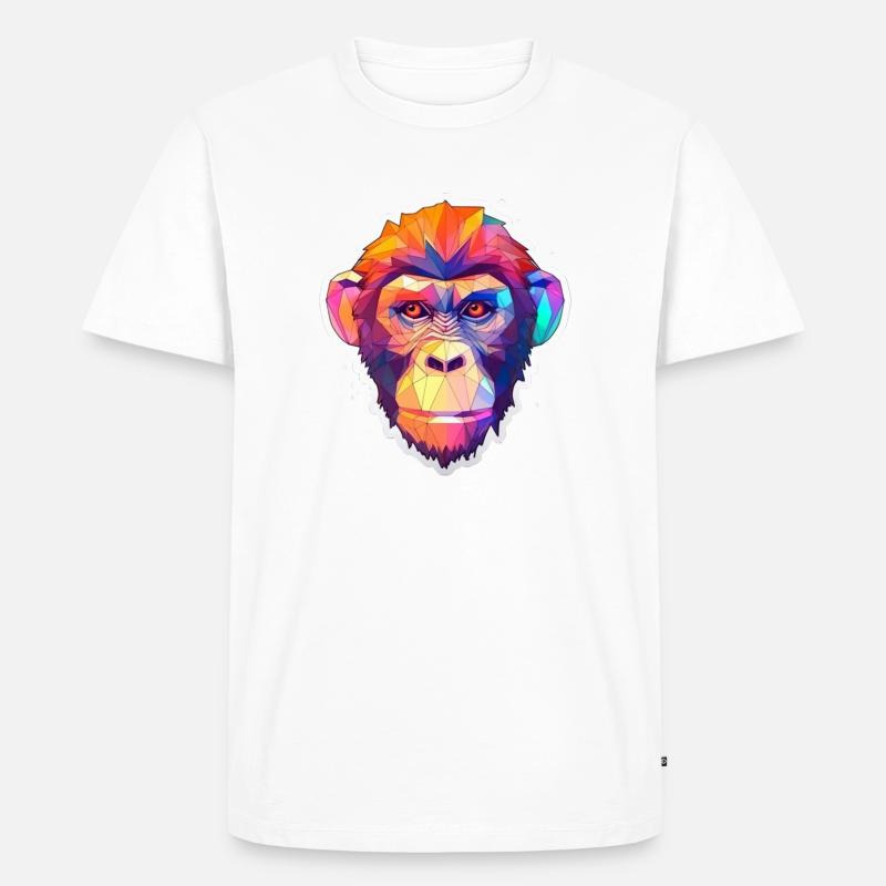 Affenkopf Polygon - Männer Premium Bio T-Shirt - Weiß
