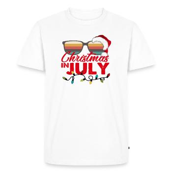 Christmas in July Santa Hat Sunglasses Summer - T-shirt Premium bio Homme - blanc - Devant - Nico (187cm)