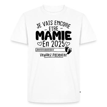 Je Vais Encore être Mamie En 2025 - T-shirt Premium bio Homme - blanc - Devant - Nico (187cm)