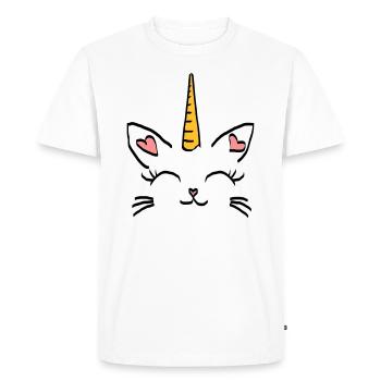 Anniversaire de cadeau graphique dessin Licorne chat - T-shirt Premium bio Homme - blanc - Devant - Nico (187cm)