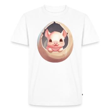 Cochon en coquille d’œuf - Charming Animal Design - T-shirt Premium bio Homme - blanc - Devant - Nico (187cm)