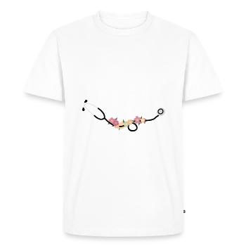 Stéthoscope avec des fleurs - T-shirt Premium bio Homme - blanc - Devant - Nico (187cm)