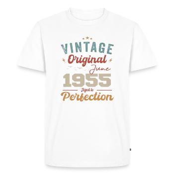 Juin 1955 Vieilli à la perfection Millésime juin 1955 - T-shirt Premium bio Homme - blanc - Devant - Nico (187cm)