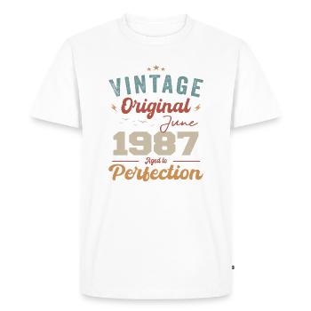 June 1987 Aged to Perfection June 1987 vintage - Men's Premium Organic T-Shirt - white - Front - Nico (187cm)