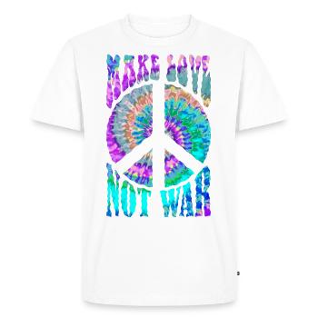 Retro Flower Power Peace - Make Love Not War 2 - Men's Premium Organic T-Shirt - white - Front - Nico (187cm)