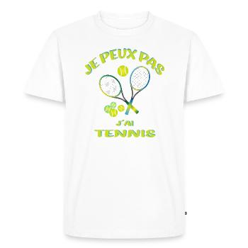 Je peux pas j'ai Tennis - T-shirt Premium bio Homme - blanc - Devant - Nico (187cm)