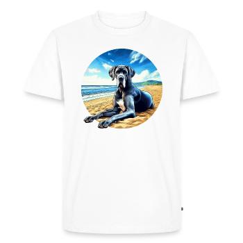 Dogue Allemand Sur La Plage - T-shirt Premium bio Homme - blanc - Devant - Nico (187cm)