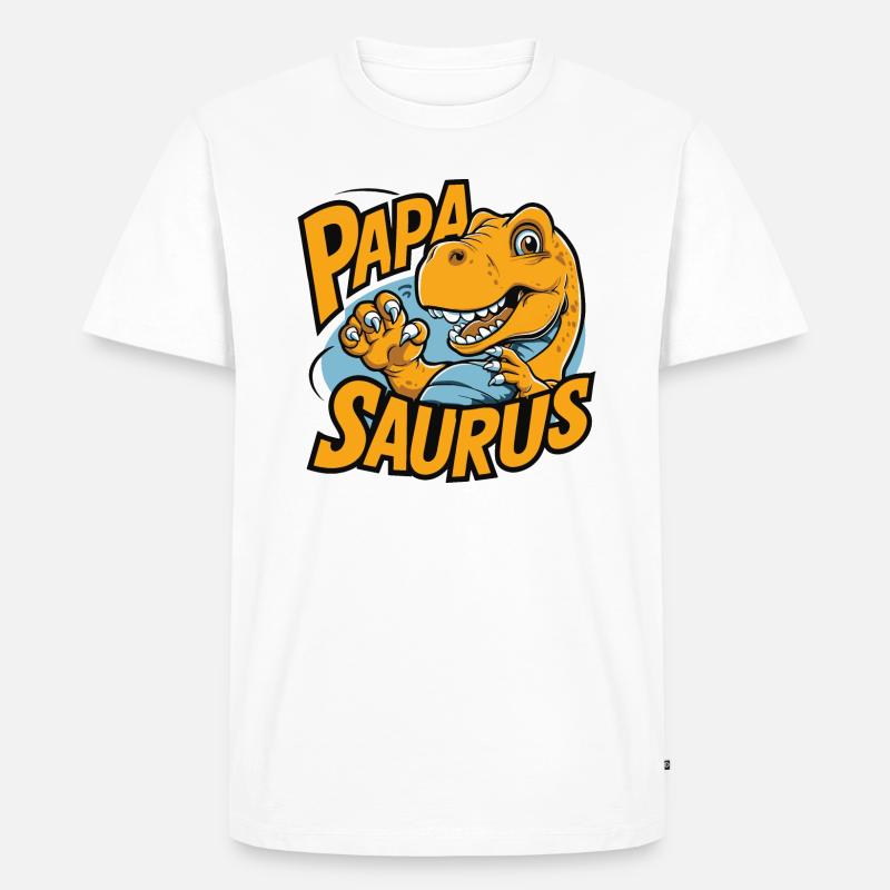 Papa Saurus Geschenkidee - Männer Premium Bio T-Shirt - Weiß