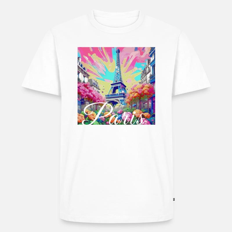 Paris,poster, spring,flowers, Eiffel Tower - Men's Premium Organic T-Shirt - white