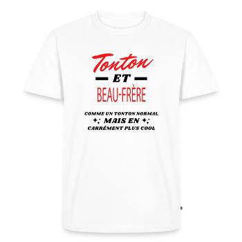 Tonton et BEAU FRÈRE - T-shirt Premium bio Homme - blanc - Devant - Nico (187cm)