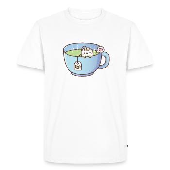 Joli sachet de thé dans un griffonnage de tasse de thé - T-shirt Premium bio Homme - blanc - Devant - Nico (187cm)