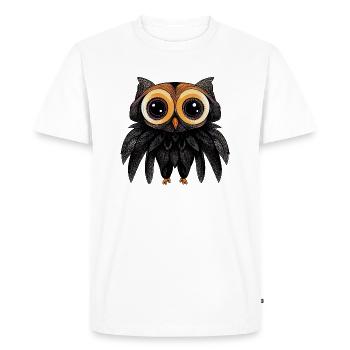 Googly Night Owl with Big Eyes - Men's Premium Organic T-Shirt - white - Front - Nico (187cm)