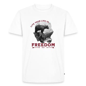 Vivre notre vie en liberté - T-shirt Premium bio Homme - blanc - Devant - Nico (187cm)