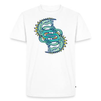Deux lézards face à face dans un combat dangereux - T-shirt Premium bio Homme - blanc - Devant - Nico (187cm)