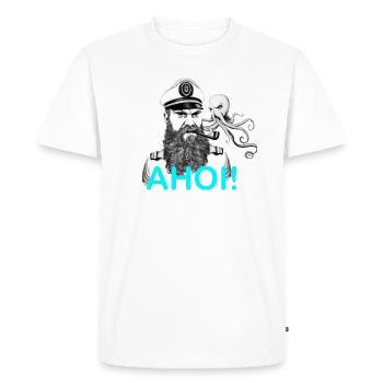 Captain Ahoy - Men's Premium Organic T-Shirt - white - Front - Nico (187cm)