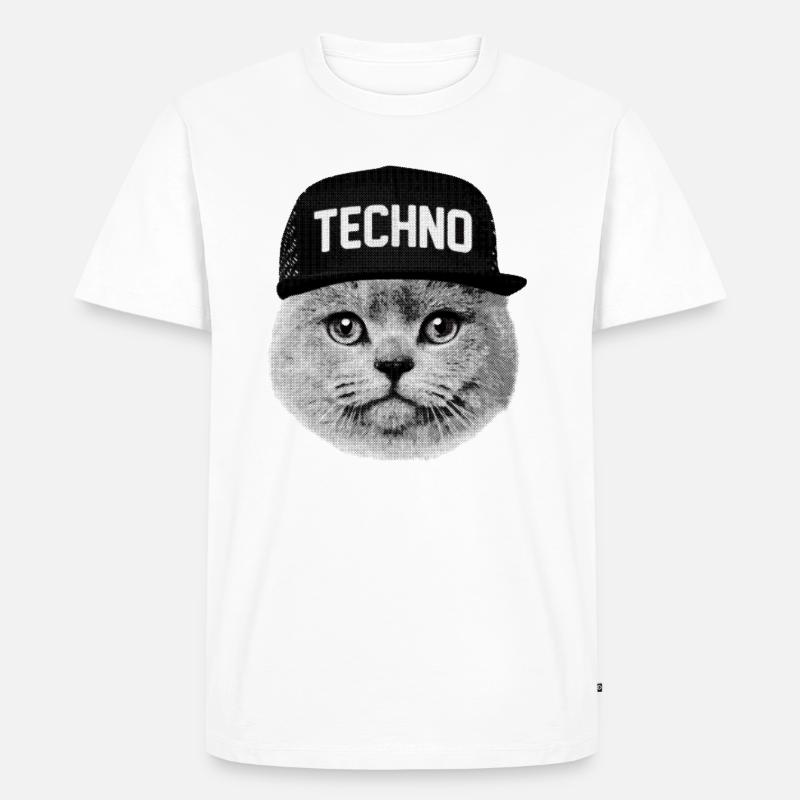 Technokatze - Männer Premium Bio T-Shirt - Weiß