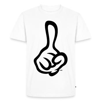 Index levé (doigt / main droite / 1C) - T-shirt Premium bio Homme - blanc - Devant - Nico (187cm)