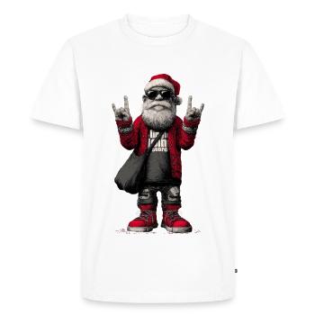 Père Noël à bascule avec des lunettes de soleil - T-shirt Premium bio Homme - blanc - Devant - Nico (187cm)