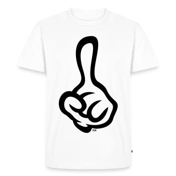 Index levé (doigt / main gauche / 1C) - T-shirt Premium bio Homme - blanc - Devant - Nico (187cm)