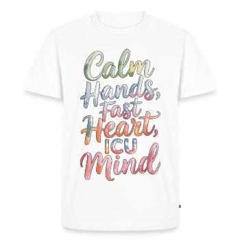 Infirmière en soins intensifs Mains calmes Soins intensifs cardiaques - T-shirt Premium bio Homme - blanc - Devant - Nico (187cm)