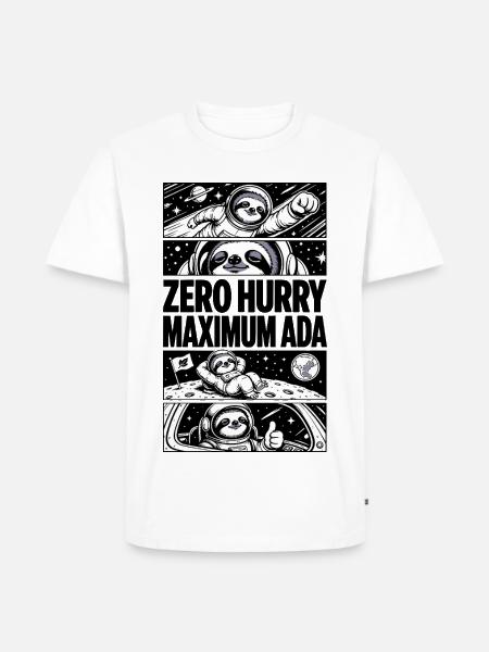 Zero Hurry Maximum Nada – Weltraumfaultier - Männer Premium Bio T-Shirt - Weiß
