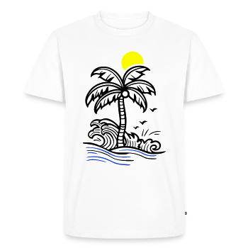 Palm Tree Holidays Plage Été - T-shirt Premium bio Homme - blanc - Devant - Nico (187cm)