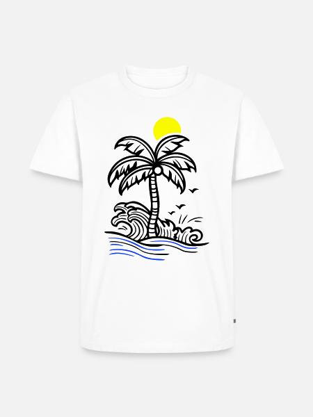 Palm Tree Holidays Beach Summer - Men's Premium Organic T-Shirt - white