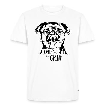 Loved by a Griff Dog Saying Dwarf Griffon Wilsigns - Men's Premium Organic T-Shirt - white - Front - Nico (187cm)