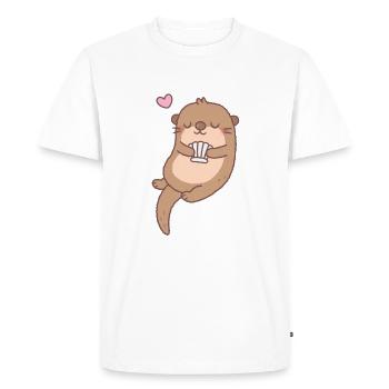 Loutre mignonne avec coquillage - T-shirt Premium bio Homme - blanc - Devant - Nico (187cm)
