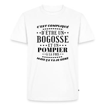 Bogosse pompier - T-shirt Premium bio Homme - blanc - Devant - Nico (187cm)
