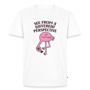 Cute Flamingo See From A Different Perspective - Men's Premium Organic T-Shirt - white - Front - Nico (187cm)