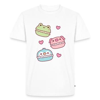 Cute Green Frog Pink Piggy Blue Penguin Macarons - Men's Premium Organic T-Shirt - white - Front - Nico (187cm)