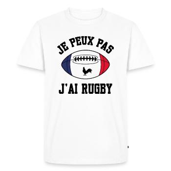 Je Peux Pas J'ai Rugby - T-shirt Premium bio Homme - blanc - Devant - Nico (187cm)